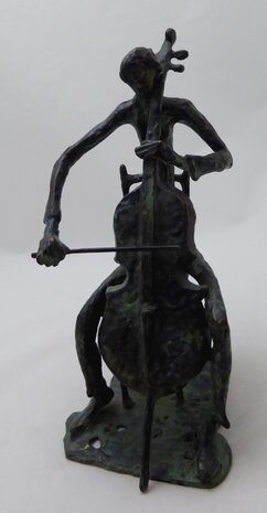 Bronzen sculptuur cello speelster