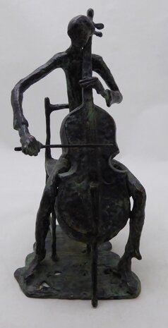 Bronzen sculptuur cello speelster