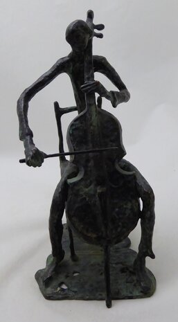 Bronzen sculptuur cello speelster